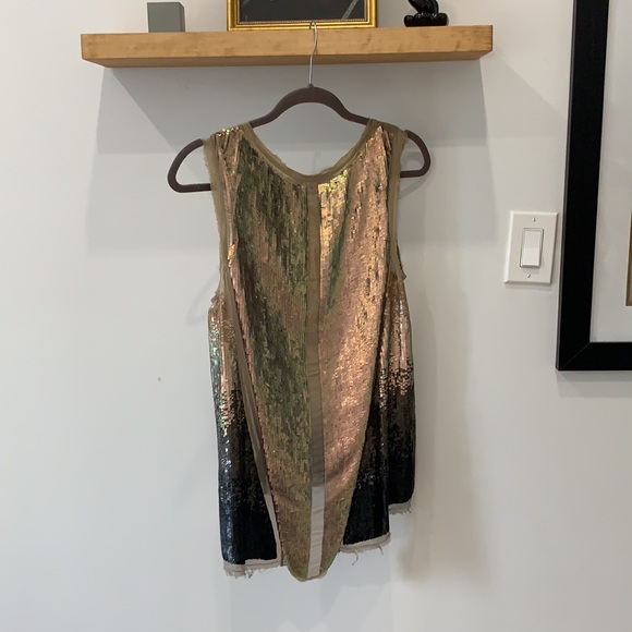 ALLSAINTS X-OMBRÉ HAND EMBELLISHED SEQUIN TOP - Picture 2 of 2